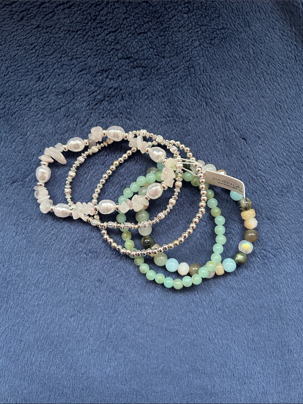 Park Lane Mint Green and Silver Beaded Bracelet Stack